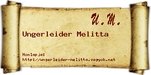Ungerleider Melitta névjegykártya